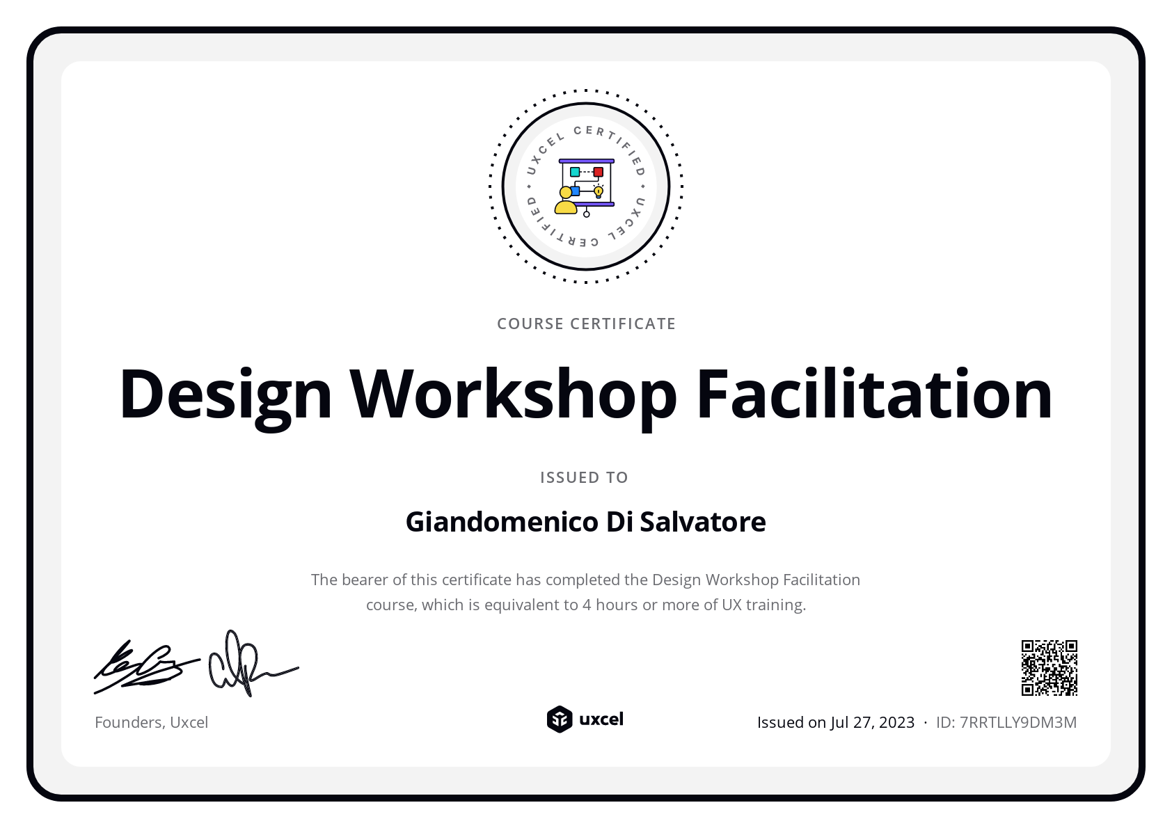 Giandomenico Di Salvatore's certificate